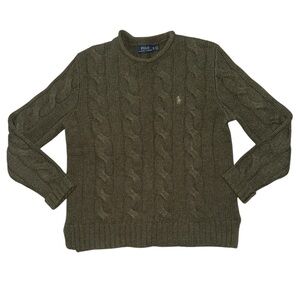 Polo Ralph Lauren Wool Cashmere Blend Sweater Women’s xs Green Cable Knit